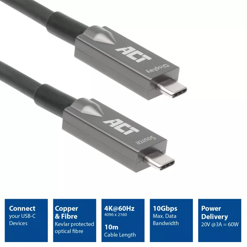ACT USB-C 3.2 Gen2 aktyvus optinis laidas (AOC) 3 m