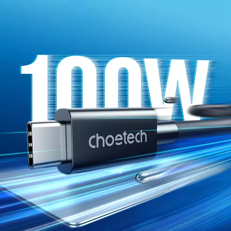 USB-C į USB-C Thunderbolt 4 kabelis CHOETECH A3010 — 40 Gbps, 100 W įkrovimas, 0,8 m, juodas