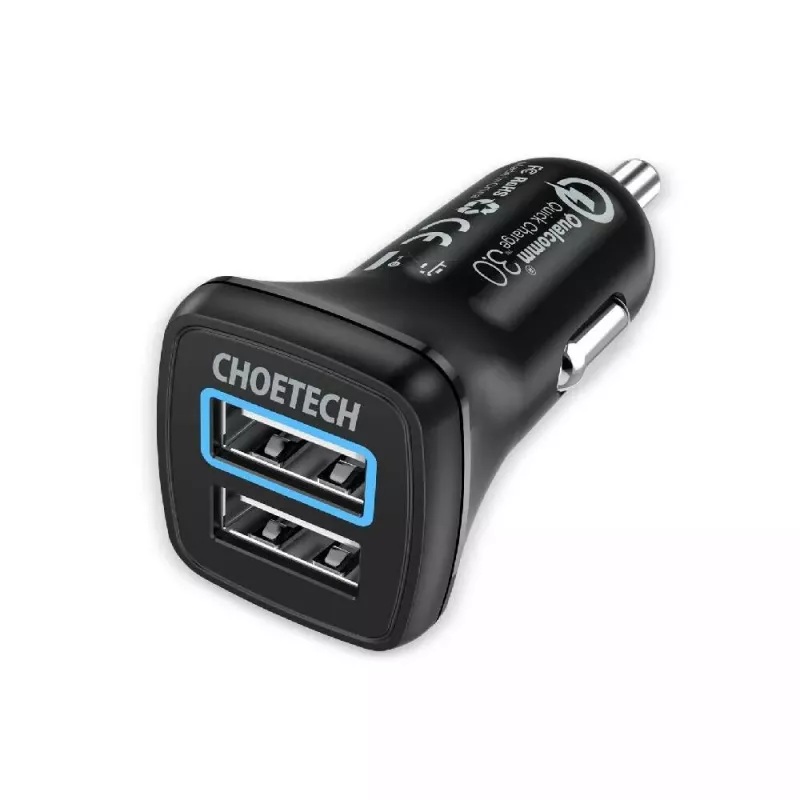Maitinimo įkroviklis CHOETECH C0051 dvigubas USB-A 36W QC3.0, juodas