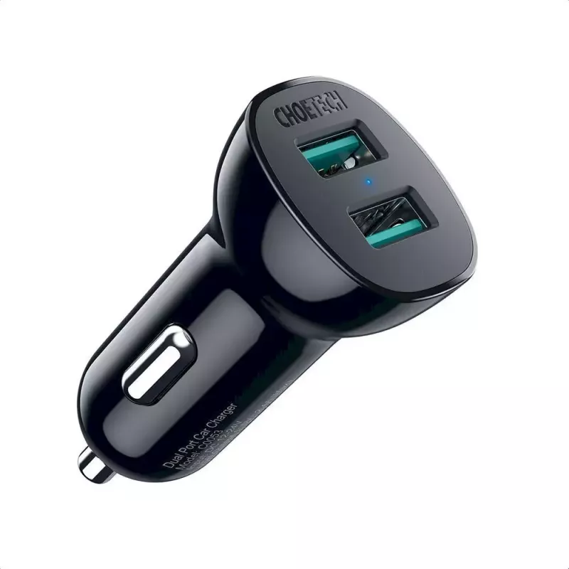 Maitinimo įkroviklis CHOETECH C0051 dvigubas USB-A 36W QC3.0, juodas