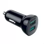 Maitinimo įkroviklis CHOETECH C0051 dvigubas USB-A 36W QC3.0, juodas