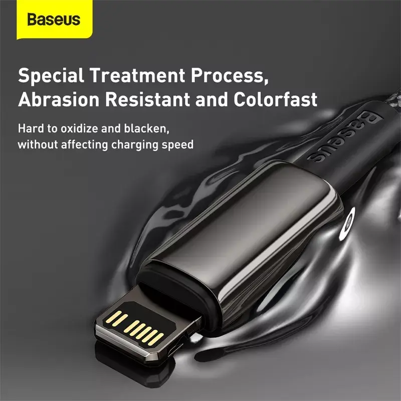Kabelis Baseus Tungsten Gold 1 m juodas Lightning į USB C