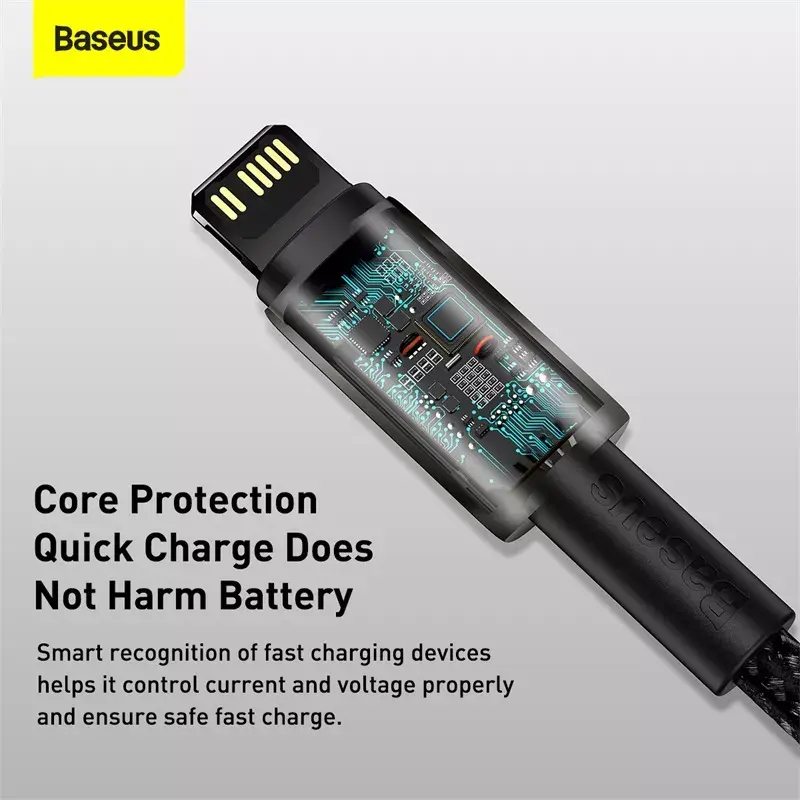 Kabelis Baseus Tungsten Gold 1 m juodas Lightning į USB C