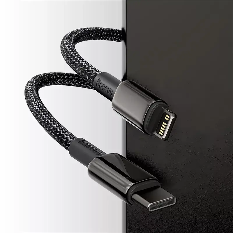 Kabelis Baseus Tungsten Gold 1 m juodas Lightning į USB C