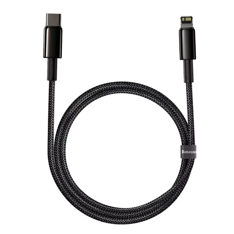 Kabelis Baseus Tungsten Gold 1 m juodas Lightning į USB C