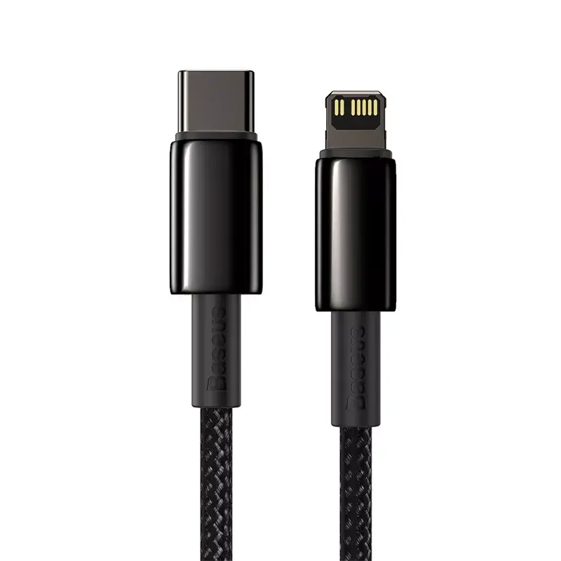Kabelis Baseus Tungsten Gold 1 m juodas Lightning į USB C