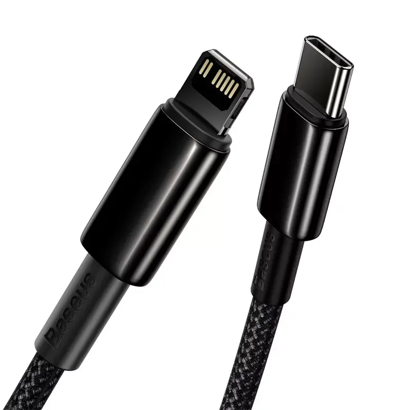 Kabelis Baseus Tungsten Gold 1 m juodas Lightning į USB C
