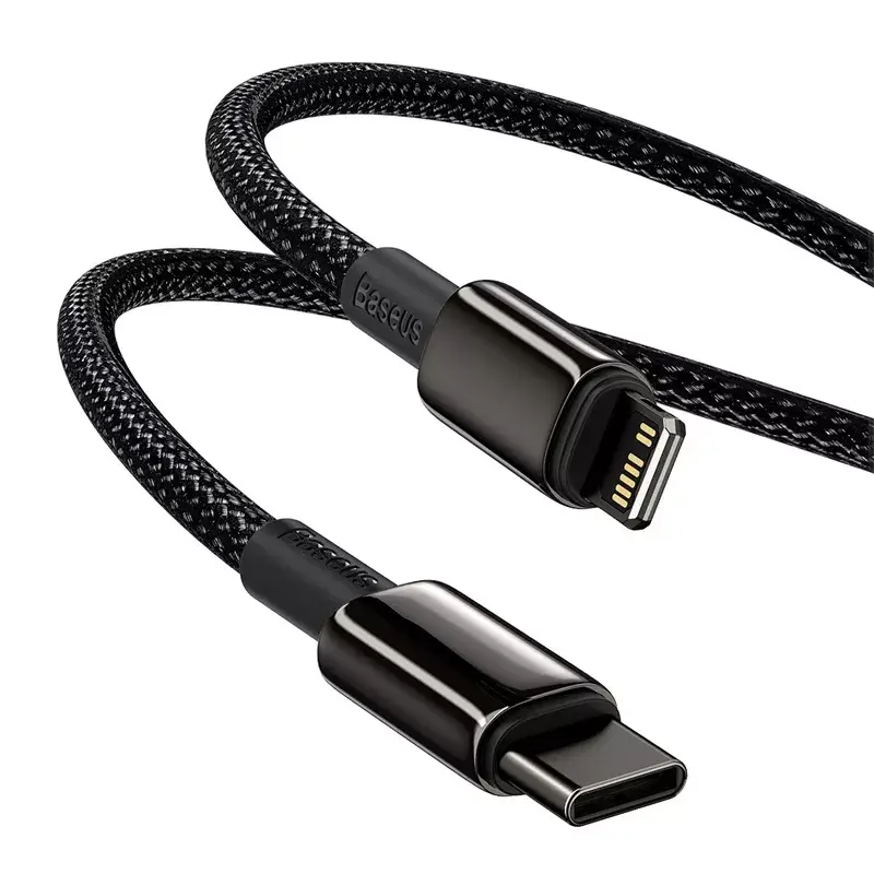 Kabelis Baseus Tungsten Gold 1 m juodas Lightning į USB C