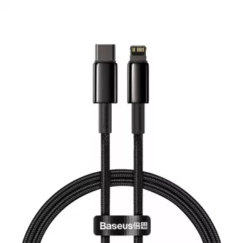 Kabelis Baseus Tungsten Gold 1 m juodas Lightning į USB C