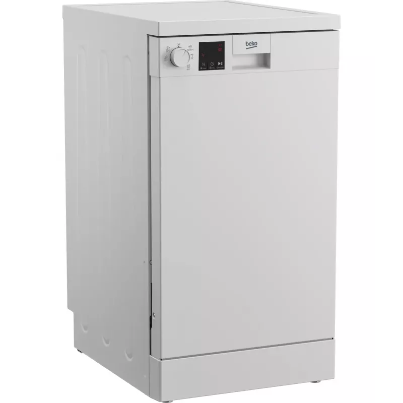 Siauras indaplovė BEKO DVS05024W — 10 komplektų, 45 cm, 49 dB, E klasė
