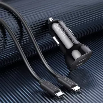 Automobilinis įkroviklis Choetech TC0008 Juodas su dviem USB-C prievadais, 40 W