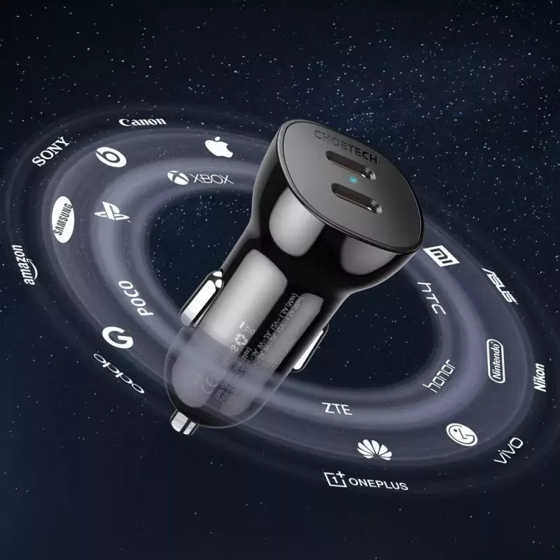 Automobilinis įkroviklis Choetech TC0008 Juodas su dviem USB-C prievadais, 40 W