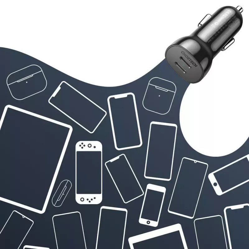 Automobilinis įkroviklis Choetech TC0008 Juodas su dviem USB-C prievadais, 40 W