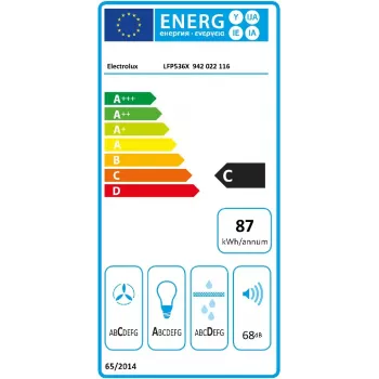 Electrolux LFP536X Pusiau įmontuojamas (ištraukiamas) gaubtas, Pilka, Nerūdijantis plienas, 600 m³/h