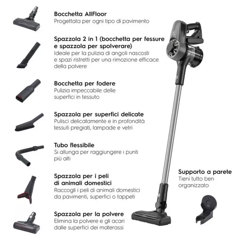 Elektrinis dulkių siurblys Electrolux EP31CB21GP 2-in-1 lazdelinis, cikloninis, be maišelio, 0,5 l, 15 W, pilka, volframo 2 Ah