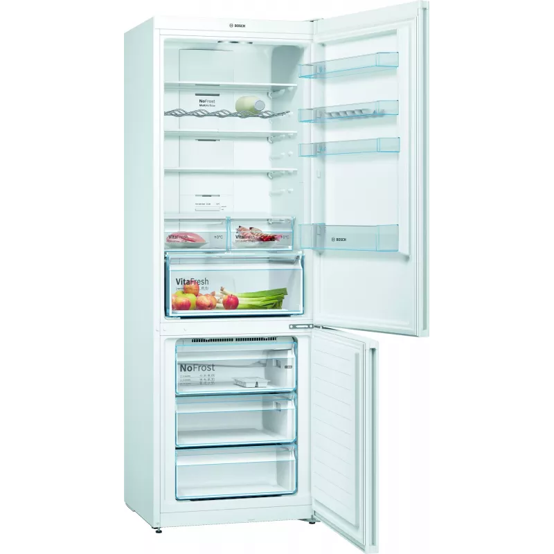Šaldytuvas su šaldikliu Bosch Serie 4 KGN49XWEA, laisvai pastatomas, 438 L, baltas