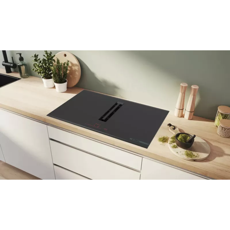 Bosch Serie 6 PVQ895H26E kaitlentė su gartraukiu Juoda Įmontuojama 80 cm Indukcinė 4 zonos