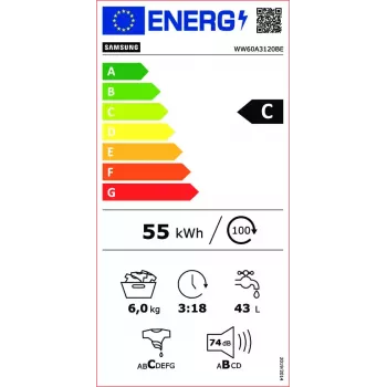Samsung WW60A3120BE/LE skalbyklė priekinio pakrovimo 6 kg 1200 aps./min. balta