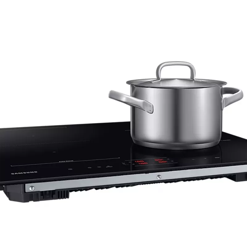 Įmontuojama Samsung NZ8500BM juoda zoninė indukcinė kaitlentė, 4 zonos, liečiamas valdymas, priekiniai valdikliai, 590×520×48 mm