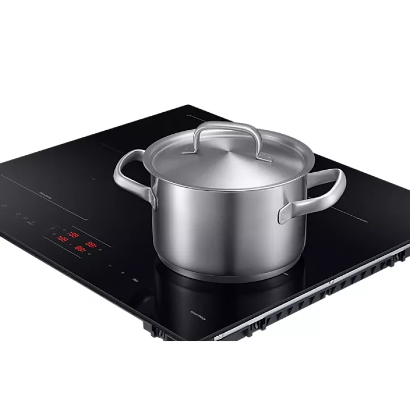 Įmontuojama Samsung NZ8500BM juoda zoninė indukcinė kaitlentė, 4 zonos, liečiamas valdymas, priekiniai valdikliai, 590×520×48 mm
