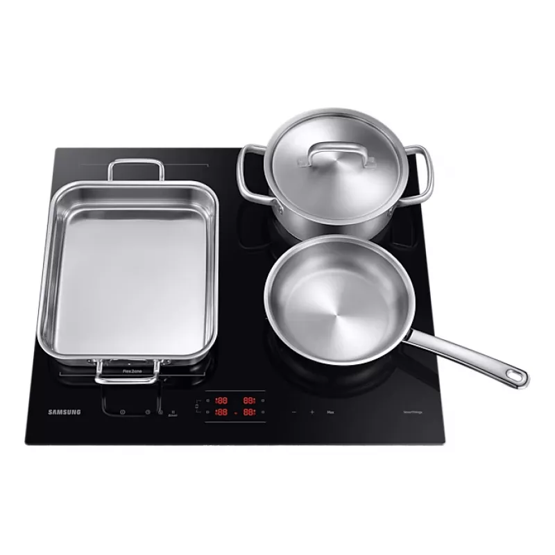Įmontuojama Samsung NZ8500BM juoda zoninė indukcinė kaitlentė, 4 zonos, liečiamas valdymas, priekiniai valdikliai, 590×520×48 mm