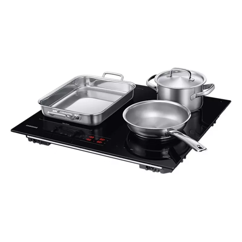 Įmontuojama Samsung NZ8500BM juoda zoninė indukcinė kaitlentė, 4 zonos, liečiamas valdymas, priekiniai valdikliai, 590×520×48 mm