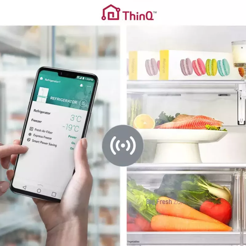 Šaldytuvas su šaldikliu LG InstaView™ ThinQ™ GSXV90MCAE 635 L