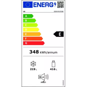 Šaldytuvas LG InstaView GSXV91PZAE šalia šalia 635 L juodas nerūdijantis plienas