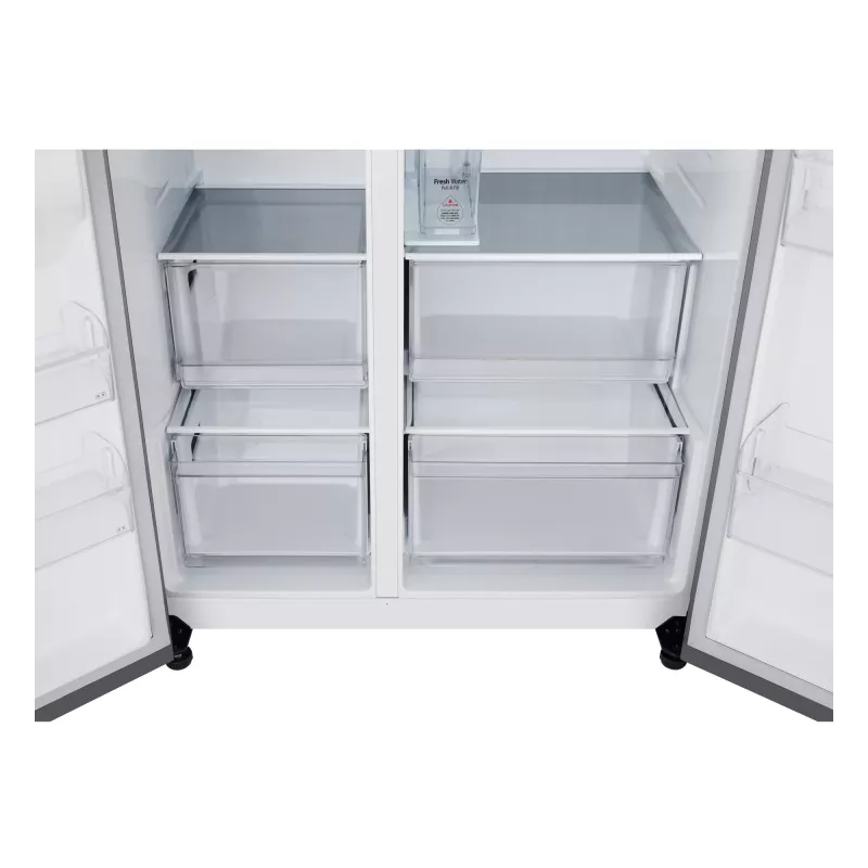 Šaldytuvas su šaldikliu LG GSLC41PYPE, 641 L bendras, šaldytuvas 420 L / šaldiklis 221 L, laisvai pastatomas, sidabrinis