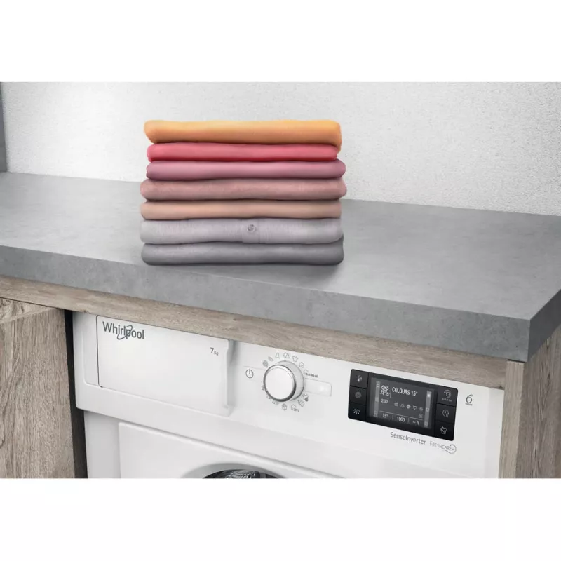 Whirlpool BI WMWG 71483E EU N skalbimo mašina, priekinis pakrovimas, 7 kg, 1351 aps./min., balta