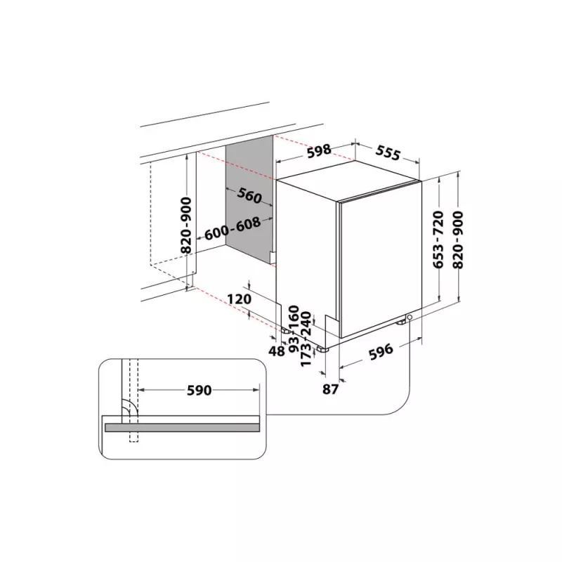 Indaplovė Whirlpool MaxiSpace W8I HT58 T, visiškai įmontuojama, 14 komplektų