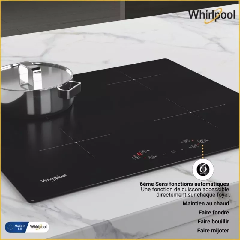 Whirlpool WS Q2160 NE juoda įmontuojama 59 cm indukcinė kaitlentė su 4 zonomis