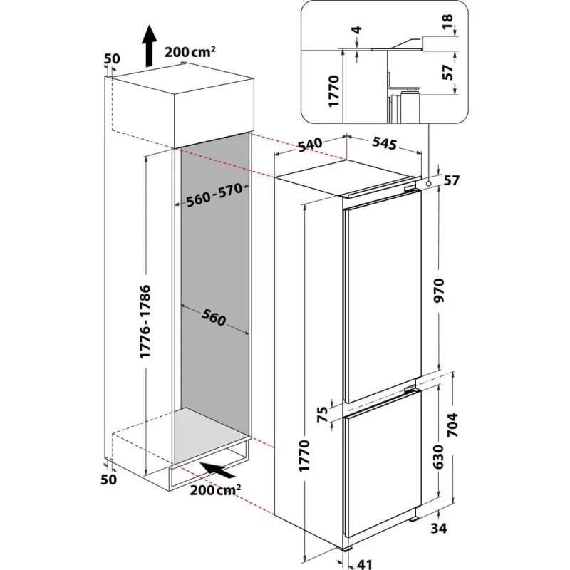 Whirlpool WHC18D031A1 įmontuojamas šaldytuvas 268 L baltas
