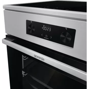 Gorenje GEIT5C61XPG nerūdijančio plieno laisvai statoma elektrinė viryklė su indukcine kaitlente, 4 zonos, 70 l orkaitė, katalitinis valymas, 50 cm