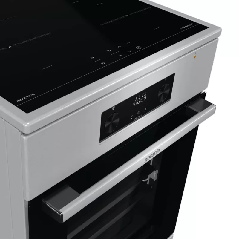 Gorenje 740742 laisvai pastatoma viryklė, elektrinė, indukcinė kaitlentė, juoda, nerūdijantis plienas