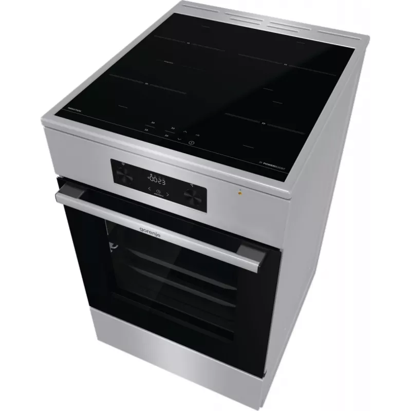 Gorenje 740742 laisvai pastatoma viryklė, elektrinė, indukcinė kaitlentė, juoda, nerūdijantis plienas
