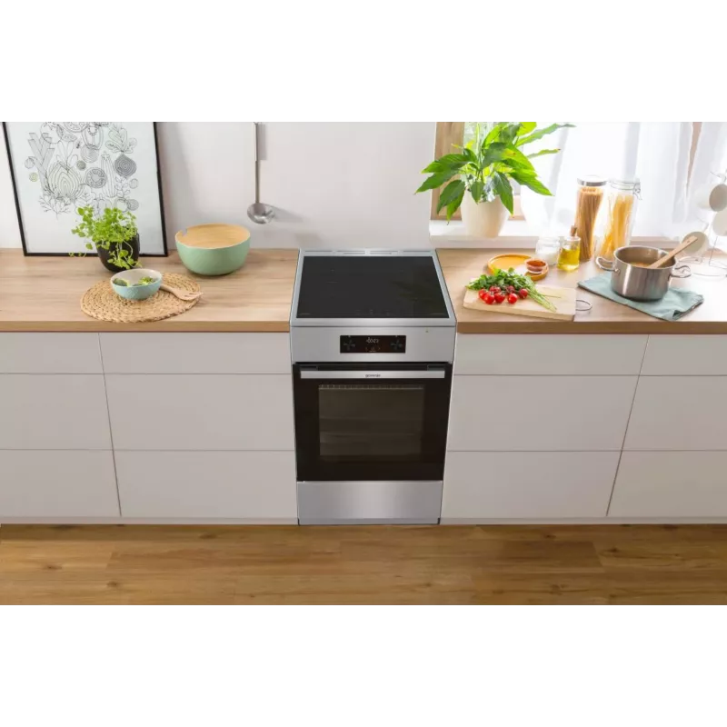 Gorenje 740742 laisvai pastatoma viryklė, elektrinė, indukcinė kaitlentė, juoda, nerūdijantis plienas