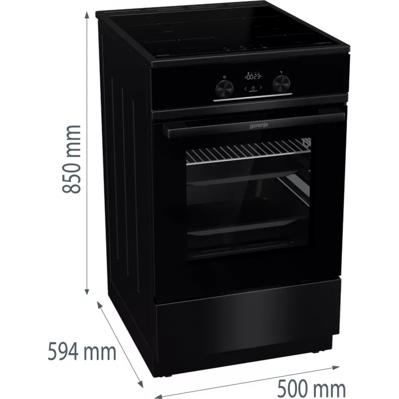 Gorenje GEIT5C60BPG laisvai pastatoma viryklė su keramine kaitlente, juoda