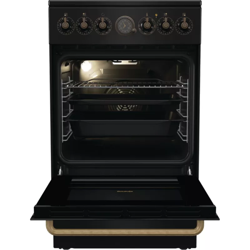 Gorenje GECS5B70CLB Laisvai pastatoma elektrinė viryklė su keramikine kaitlente, juoda