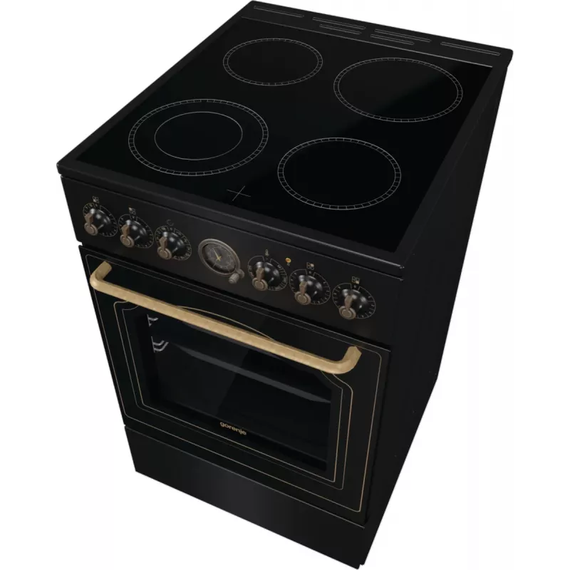 Gorenje GECS5B70CLB Laisvai pastatoma elektrinė viryklė su keramikine kaitlente, juoda