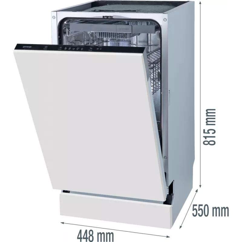 Gorenje GV 520 E 10 EB visiškai įmontuojama indaplovė 11 komplektų