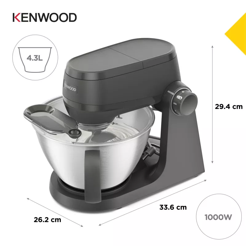 Virtuvinis kombainas Kenwood KHC30.070GY – 1000 W, 4,3 L nerūdijančio plieno dubuo, pilkas