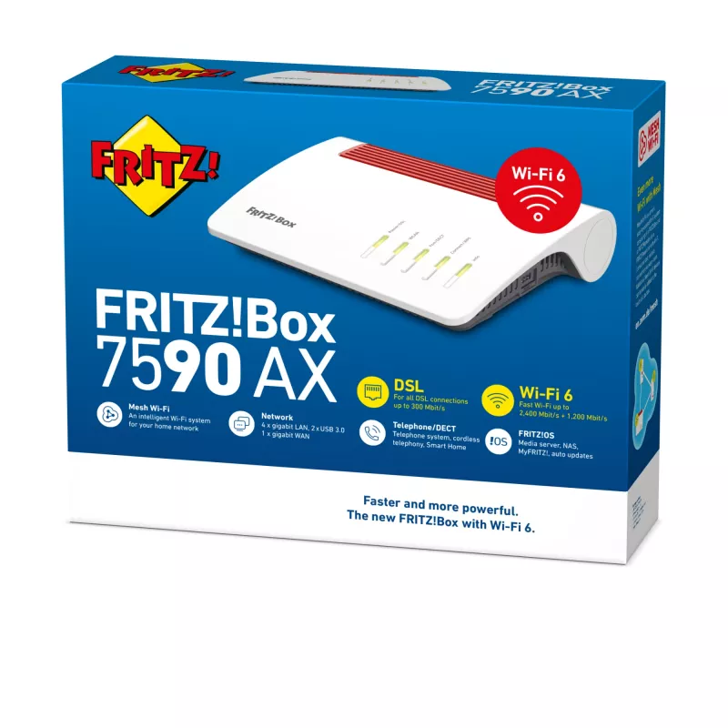 Stalinis maršrutizatorius FRITZ!Box 7590 AX Dviejų juostų Wi-Fi 6