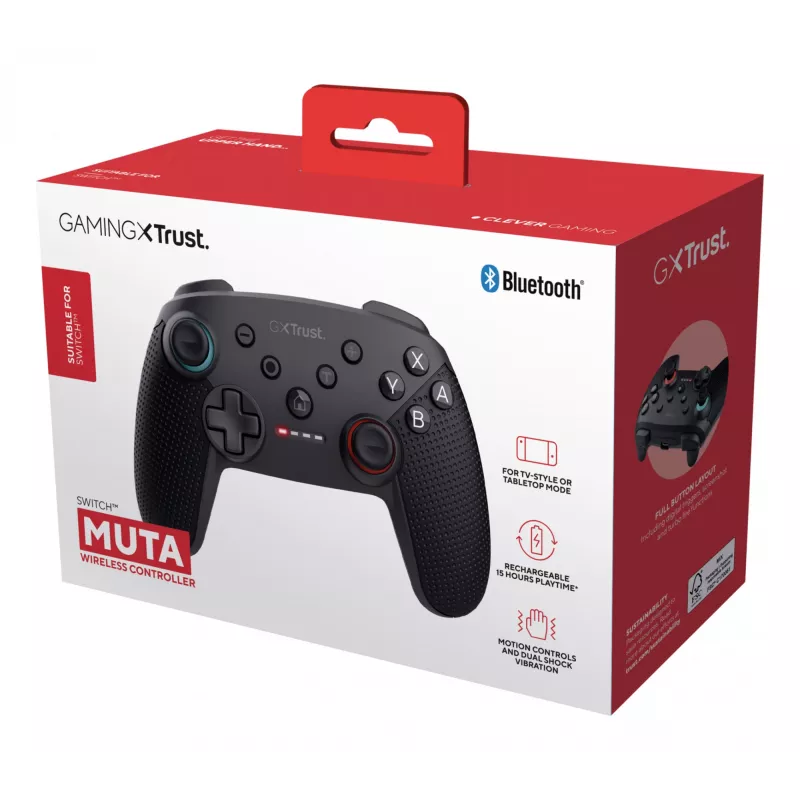 Trust GXT 1246 MUTA Juoda Bluetooth žaidimų pultas Analoginis / Skaitmeninis Nintendo Switch, Nintendo Switch Lite, Nintendo Switch OLED