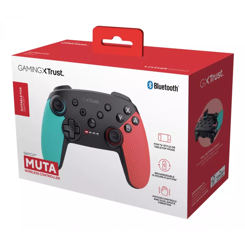 Trust GXT 1246B Muta juodas, mėlynas, raudonas Bluetooth žaidimų pultas, skirtas Nintendo Switch, Nintendo Switch Lite
