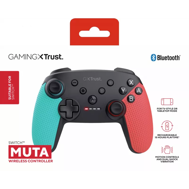 Trust GXT 1246B Muta juodas, mėlynas, raudonas Bluetooth žaidimų pultas, skirtas Nintendo Switch, Nintendo Switch Lite
