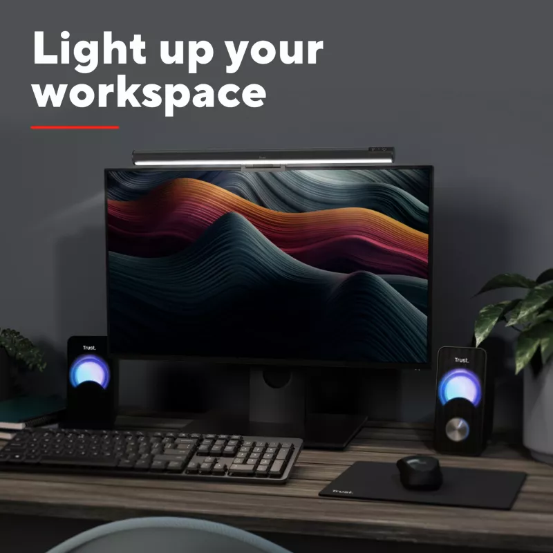 Stalinė lempa Trust Shyne Monitor Light Bar, nekeičiama LED lemputė, USB maitinimas, 70 mm aukštis
