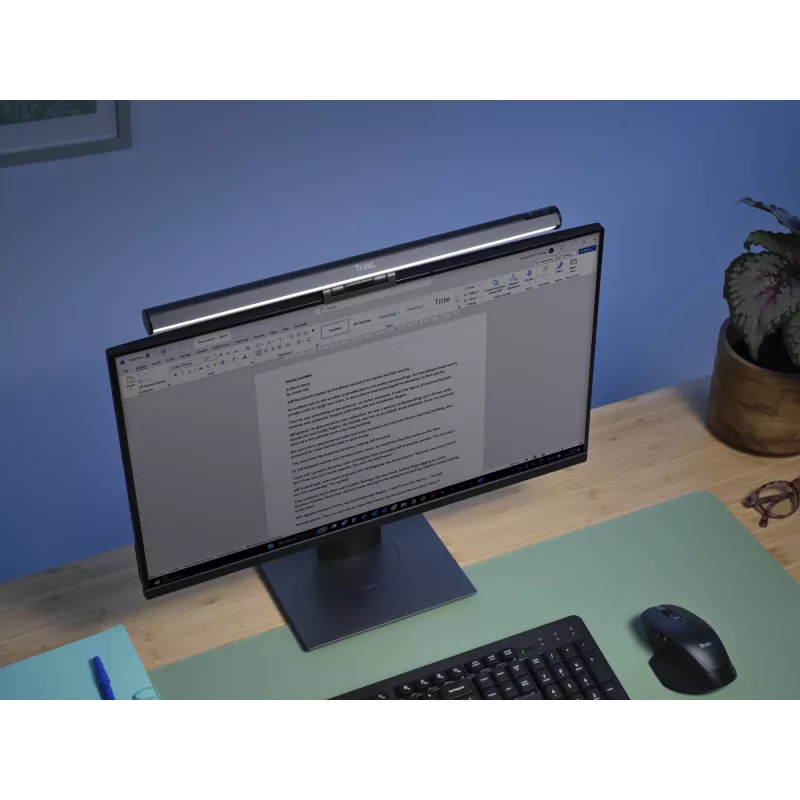 Stalinė lempa Trust Shyne Monitor Light Bar, nekeičiama LED lemputė, USB maitinimas, 70 mm aukštis