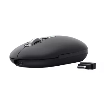 Pelė TRUST Seron Slim Multi – ambidekstrinė biuro pelė, optinė 3200 DPI, RF belaidis + Bluetooth, 7 mygtukai, juoda