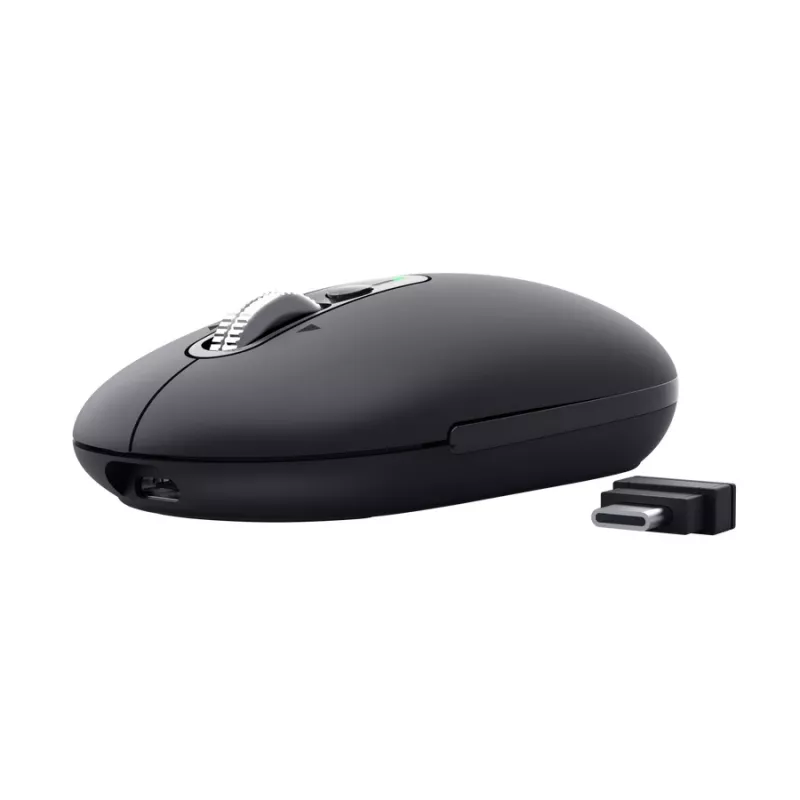 Pelė TRUST Seron Slim Multi – ambidekstrinė biuro pelė, optinė 3200 DPI, RF belaidis + Bluetooth, 7 mygtukai, juoda